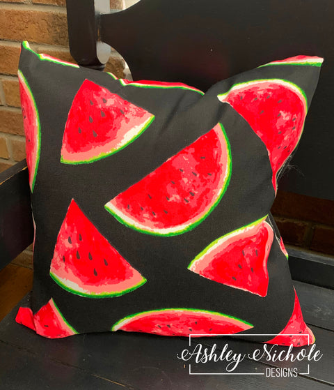 Outdoor Pillow - Watermelon on Black