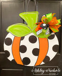 Whimsical Fun Pumpkin - Polka Dot - Door Hanger