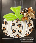 Leopard Fun Pumpkin - NEUTRAL- Door Hanger