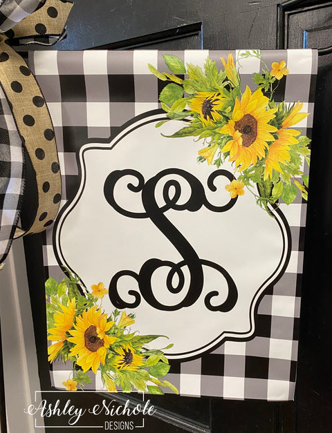 Sunflower & Buffalo Check - Vinyl Garden Flag