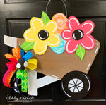 Wheelbarrow with Flowers Door Hanger
