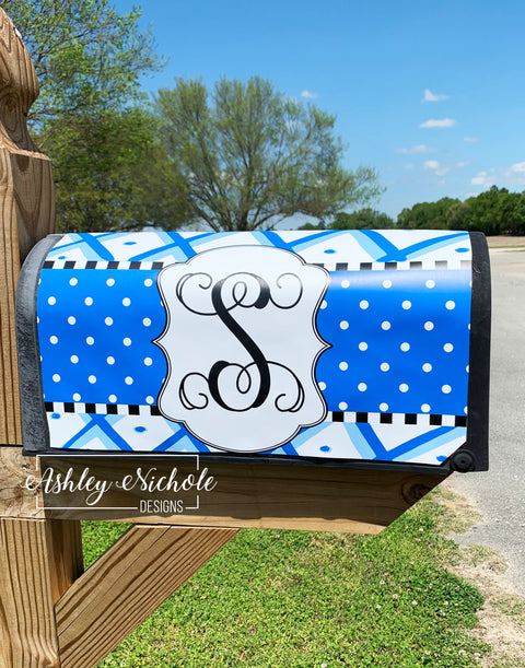 Chinoiserie (Blue & White) - Magnetic Vinyl Mailbox Cover