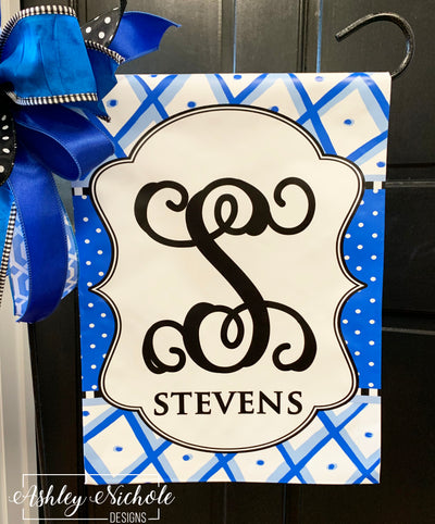 Chinoiserie Initial - (Blue & White) - Vinyl Garden Flag