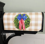 Patriotic Boxwood Wreath Magnetic Mailbox