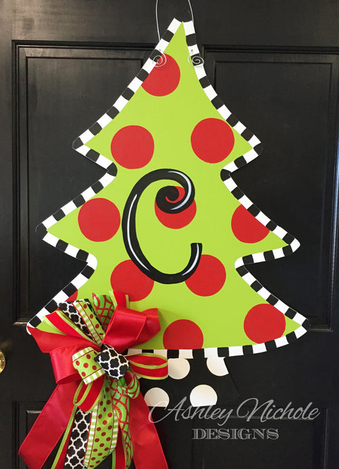 Christmas Tree - Polka Dot - Door Hanger