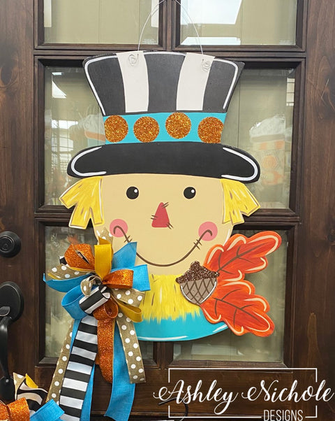 Scarecrow - Turquoise with Acorn - Door Hanger
