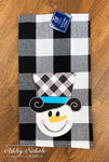 Snowman Buffalo Check Hat Black and White Check Dish Towel