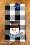 Snowman Black and White Check Dish Towel