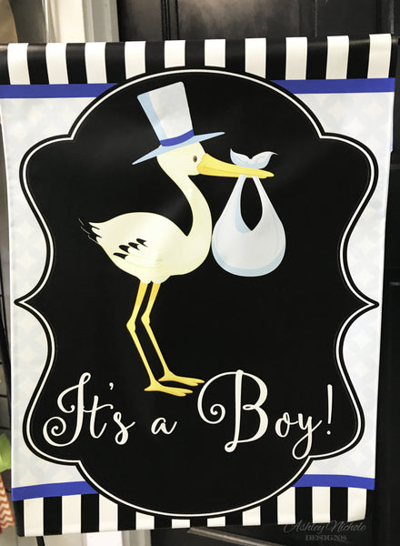 Its a Boy or Its a Girl Stork - Vinyl Garden Flag – AshleyNichole Designs