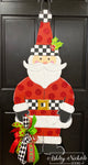 Santa-LARGE Full Body-Checkered with Red Glitter-Door Hanger