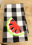 Watermelon-Buffalo Check Dish Towels