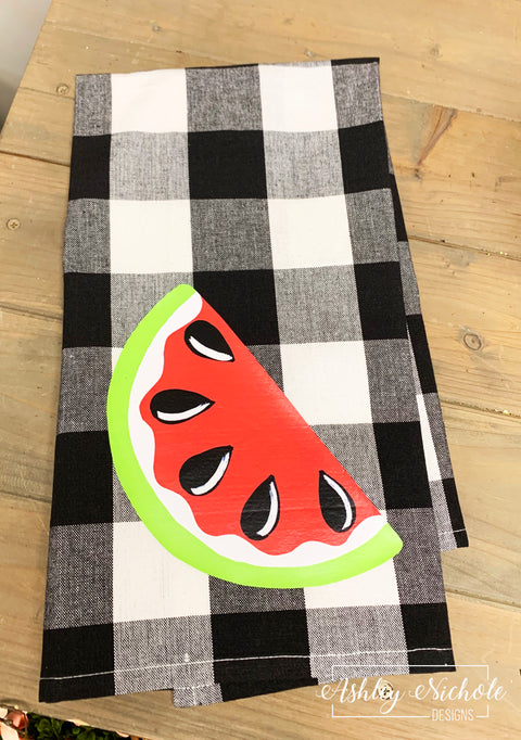 Watermelon-Buffalo Check Dish Towels