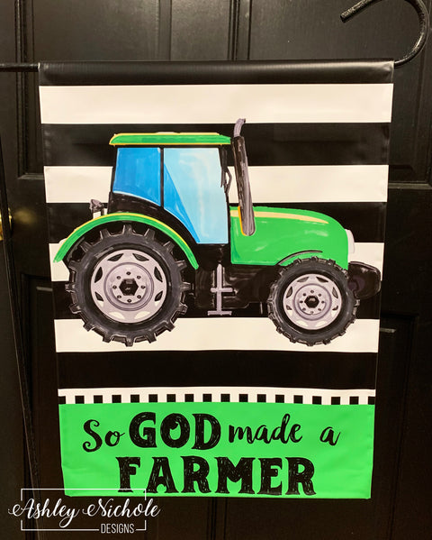 So God Made a Farmer Tractor Garden Vinyl Flag