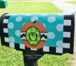 Personalized Green Dot Pumpkin Fall Mailbox Cover