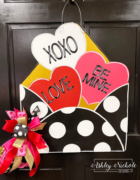 Hearts Love Letter Polka Dot Door Hanger