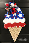 Ice Cream Cone - Patriotic - Door Hanger