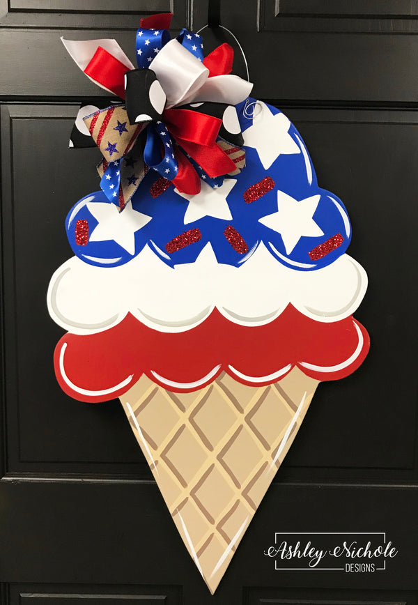 Ice Cream Cone - Patriotic - Door Hanger – AshleyNichole Designs