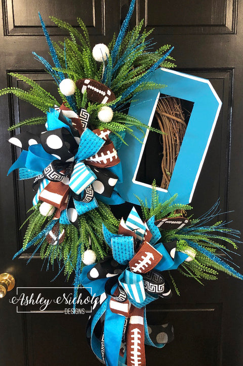 Initial Football Wreath - Collegiate Font