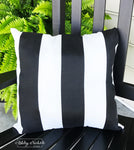 Outdoor Pillow-Cabana Stripe Black and White