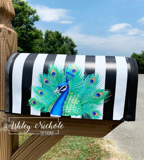 Peacock - Magnetic Vinyl Mailbox Cover