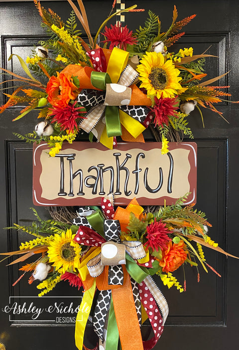 Thankful Fall Floral Wreath