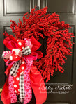 Iced Cluster Berry Wreath - RED - Valentines