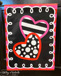 Crazy Dots & Stripes Heart Vinyl Flag