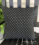 Outdoor Pillow - Black with White Mini Dots