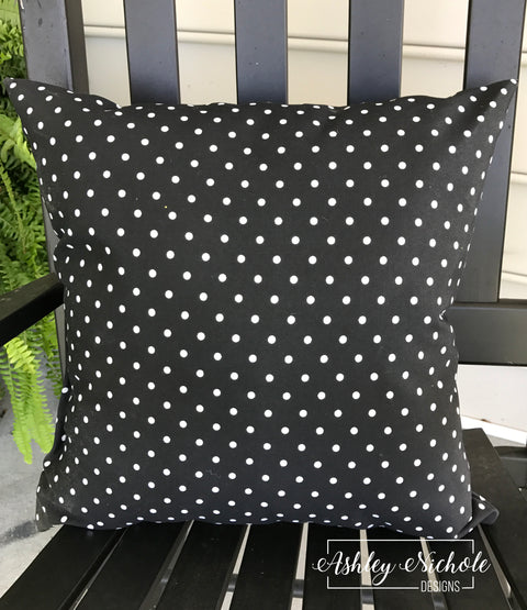 Outdoor Pillow - Black with White Mini Dots