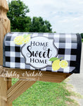Home Sweet Home Lemon Slice and Buffalo Check Mailbox Cover
