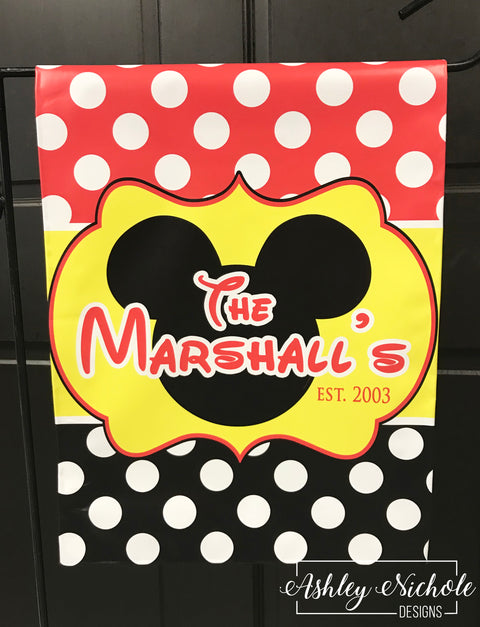 Disney - Mickey Inspired - Name - Vinyl Garden Flag