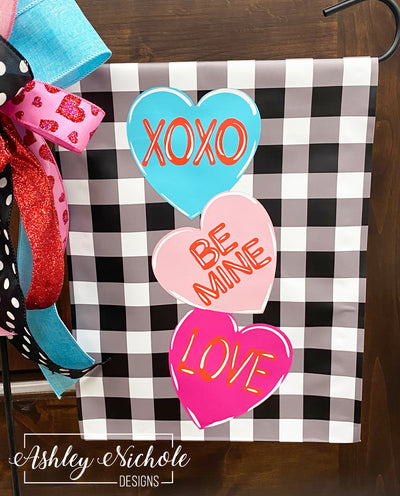 Conversation Heart (Blue/Pink) Valentine - Vinyl Garden Flag