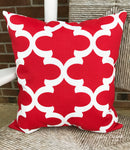 Outdoor Pillow-Quatrefoil Red and White (Fynn Rojo Red)