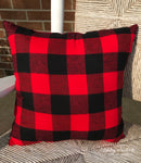 Outdoor Pillow-Black & RED Buffalo Check