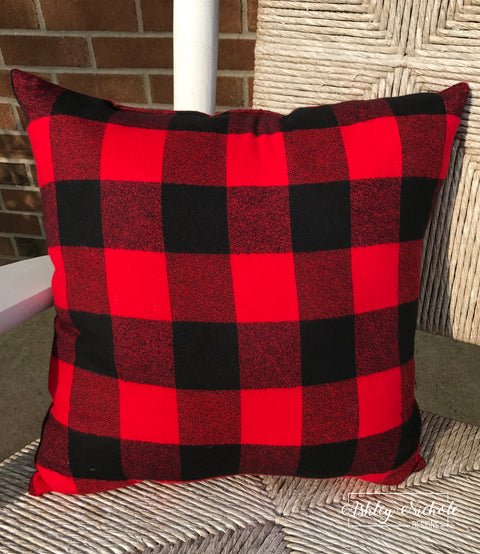 Outdoor Pillow - Black & Red Large Buffalo Check