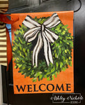 Fall Boxwood Wreath Garden Vinyl Flag