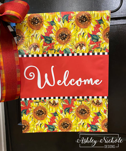 Field of Sunflowers - WELCOME - Vinyl Garden Flag