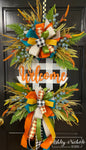 Fall Welcome Plaque Oval Wreath - Turquoise
