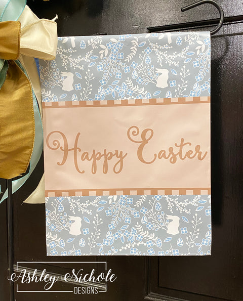 Neutral with Blues ~ Happy Easter - Vinyl Garden Flag