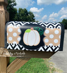 Initial Neutral Pumpkin - TAN with White Dots Mailbox Cover