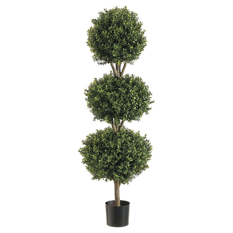 4' Triple Ball-Shaped Boxwood Topiary in Plastic Pot Two Tone Green