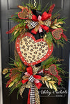Leopard Heart Funky Valentine Wreath