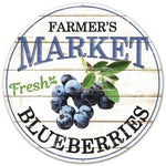 12" Farmer's Market Fresh Blueberries Metal Sign