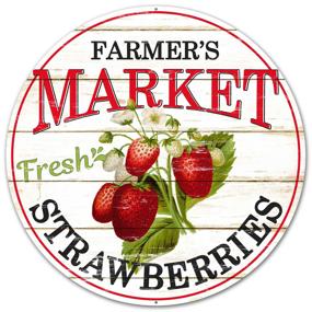 12" Farmer's Market Fresh Strawberries Metal Sign