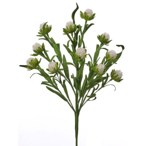 18" Flocked Thistle Bush - Cream White