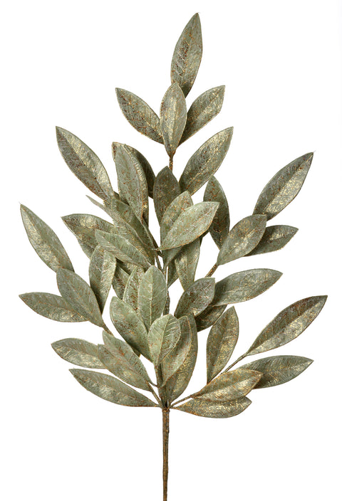 23.5" Plastic Elegance Bay Leaf Spray - Green/Gold