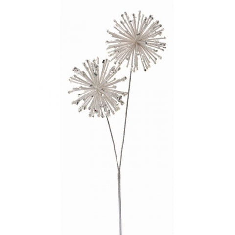 24" Glitter Sequin Starburst Ball Spray - White