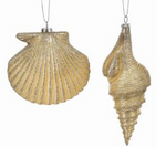 Ornament - Glitter Pearl Champagne Seashells-choose from 2 styles