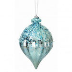 Ornament Ball -  Metallic Ridged Iced Kismet Finial-7" in 2 colors