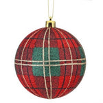 Glitter Plaid Ball Ornament